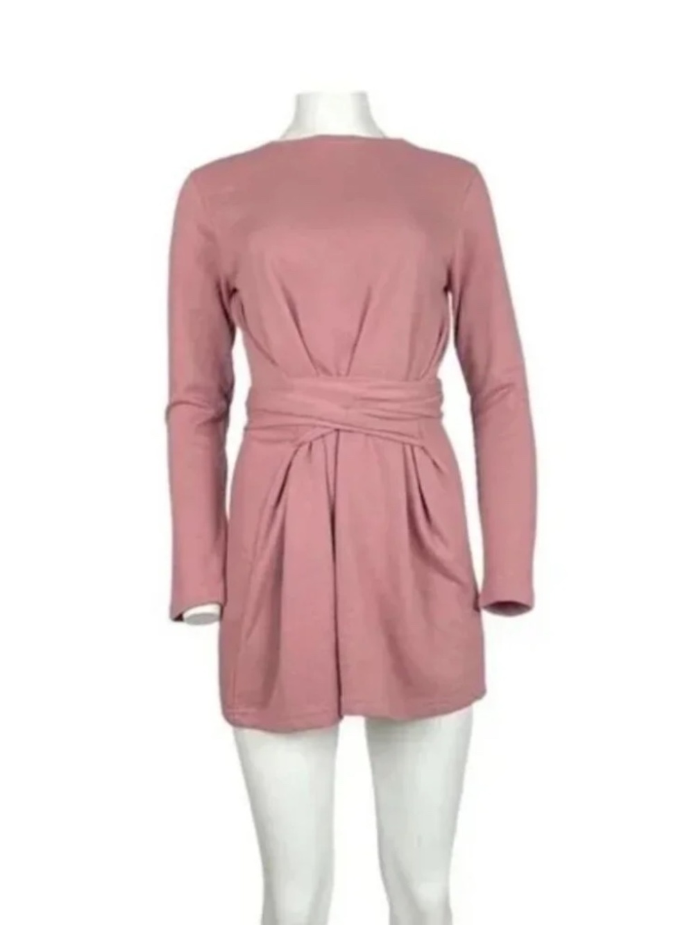 Missguided Mauve Long Sleeve Belted Mini Dress Size 4 - Picture 2 of 6